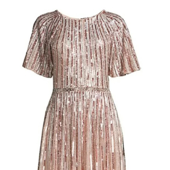 Mac Douggal Sequin Flutter-Sleeve Gown Women’s Rose Sz8  *FLAW* #001 - Picture 4 of 16